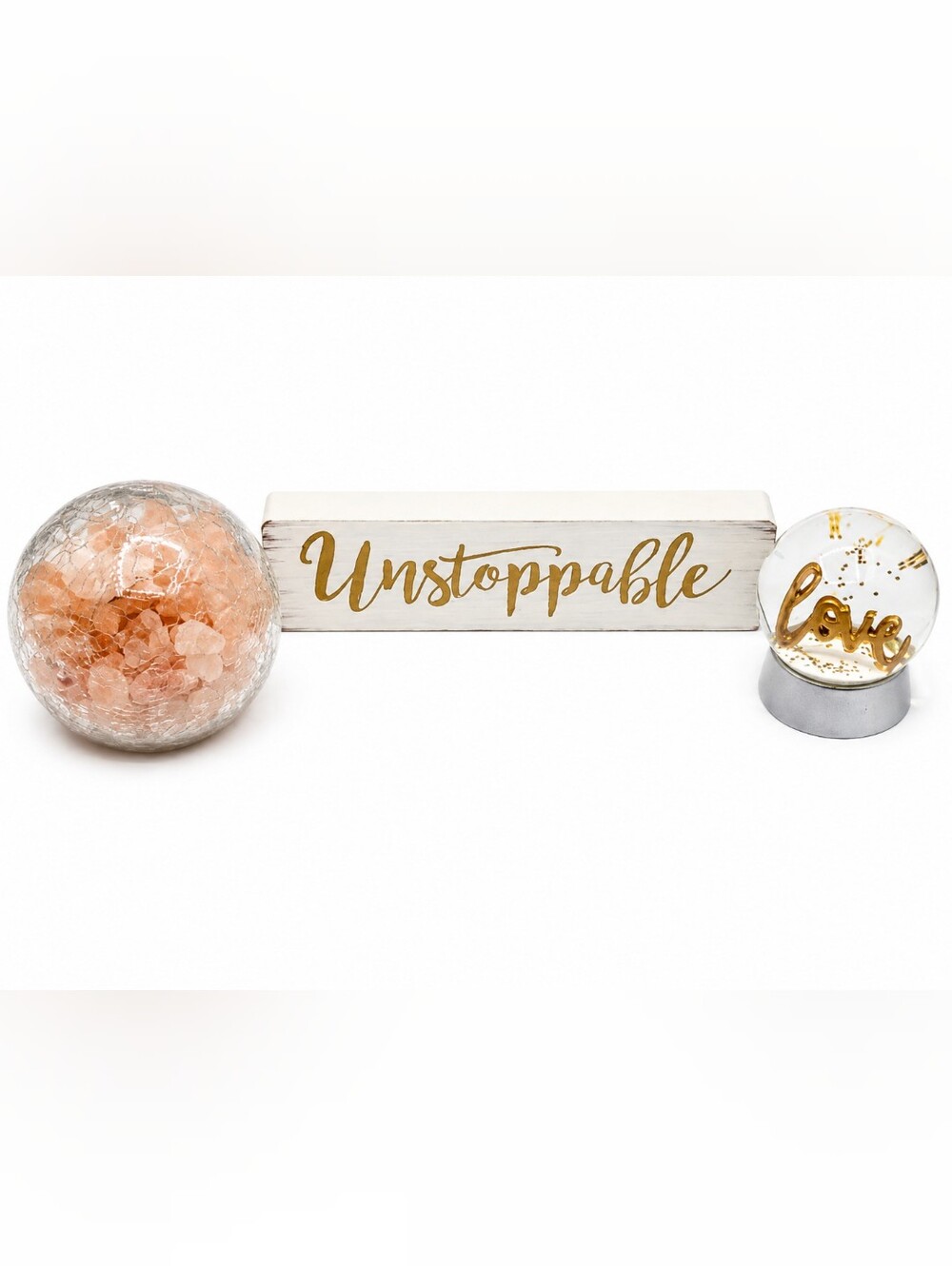 Home Decor In Rose Gold & Pink Inspirational Sign Light Up Globe Glitter Globe